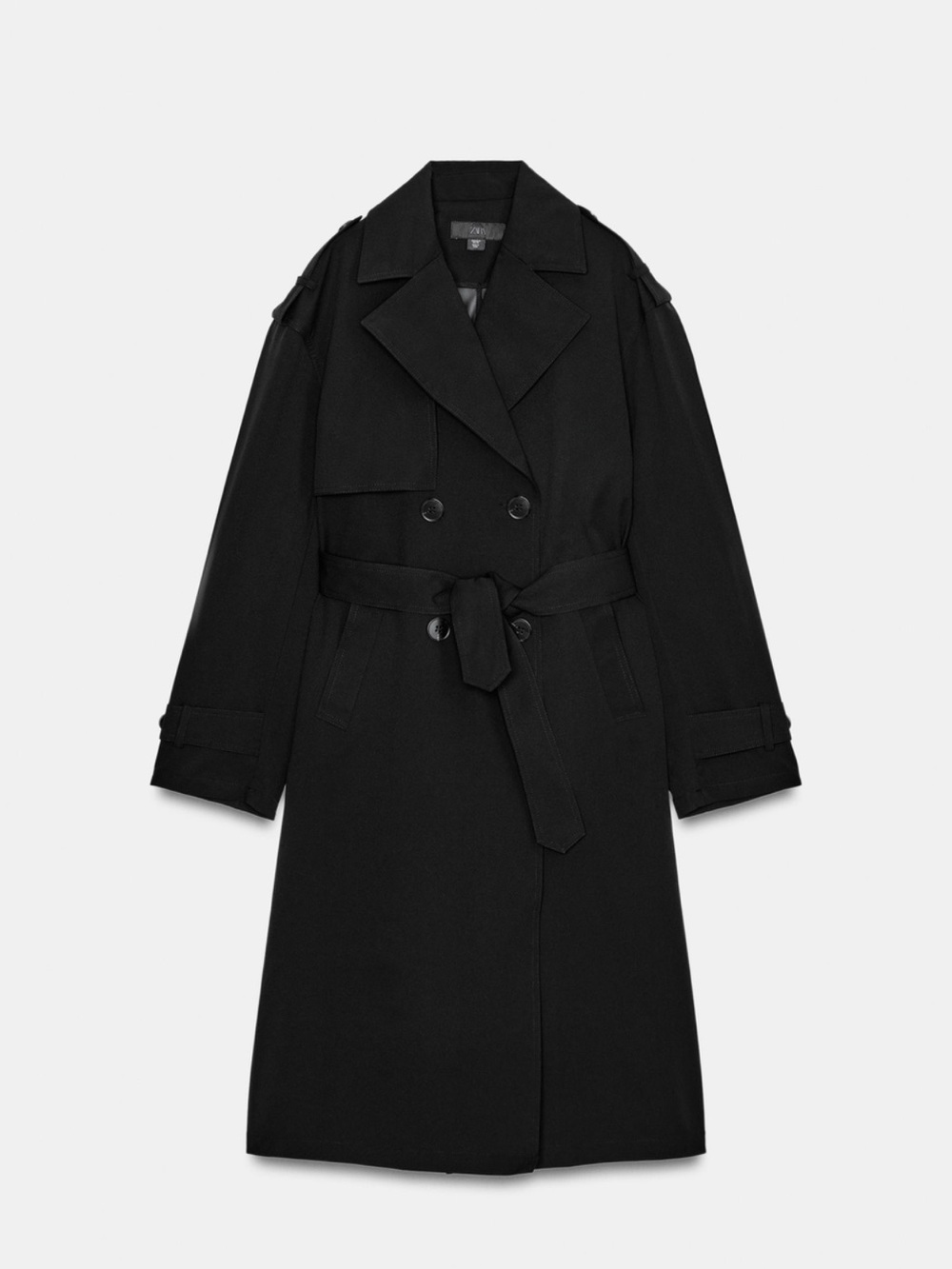 Zara size medium LONG BELTED WATER REPELLENT WINDPROOF TRENCH COAT